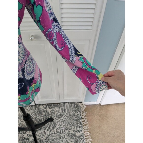 Talbot's Sweater Women’s Sz S Lightweight 3/4 Sleeve Multi Paisley 70s Vibe Mod - Picture 6 of 11